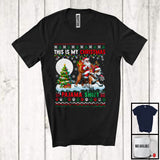 MacnyStore - This Is My Christmas Pajama Shirt; Joyful Santa Riding Reindeer Bulldog Puppy; X-mas Sweater T-Shirt