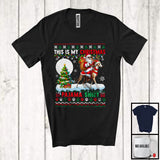 MacnyStore - This Is My Christmas Pajama Shirt; Joyful Santa Riding Reindeer Whippet Puppy; X-mas Sweater T-Shirt