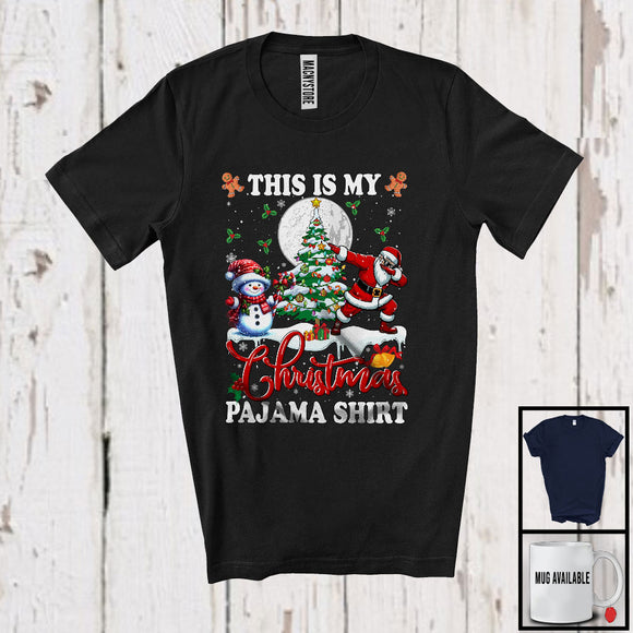 MacnyStore - This Is My Christmas Pajama Shirt; Joyful X-mas Lights Tree Dabbing Santa Snowman; Family T-Shirt