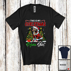 MacnyStore - This Is My Christmas Pajama Shirt; Lovely Santa Pit Bull Dog Owner; X-mas Tree Plaid Family T-Shirt