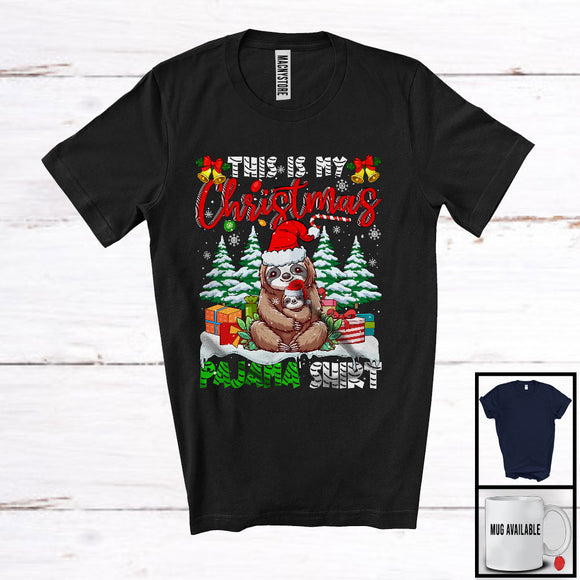 MacnyStore - This Is My Christmas Pajama Shirt; Lovely X-mas Tree Santa Mother Kid Sloth; Family Lover T-Shirt