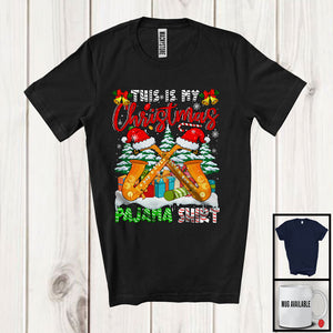 MacnyStore - This Is My Christmas Pajama Shirt; Lovely X-mas Tree Santa Saxophone; Musical Instruments T-Shirt