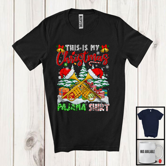 MacnyStore - This Is My Christmas Pajama Shirt; Lovely X-mas Tree Santa Trumpet; Musical Instruments T-Shirt