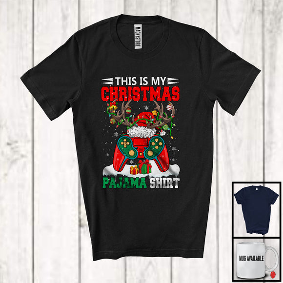 MacnyStore - This Is My Christmas Pajama Shirt; Merry X-mas Video Games Controller Santa Reindeer; Gamer T-Shirt