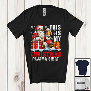 MacnyStore - This Is My Christmas Pajama Shirt; Sarcastic Santa Drinking Beer; Drunker X-mas Group T-Shirt