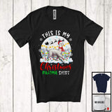 MacnyStore - This Is My Christmas Pajama Shirt; Wonderful X-mas Moon Santa Llama; Christmas Lights Family T-Shirt