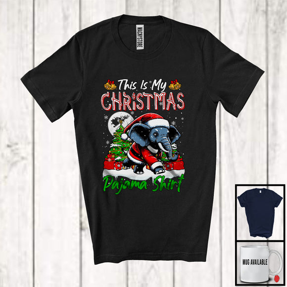 MacnyStore - This Is My Christmas Pajama Shirt; Wonderful X-mas Tree Santa Elephant Animal Lover; Family T-Shirt