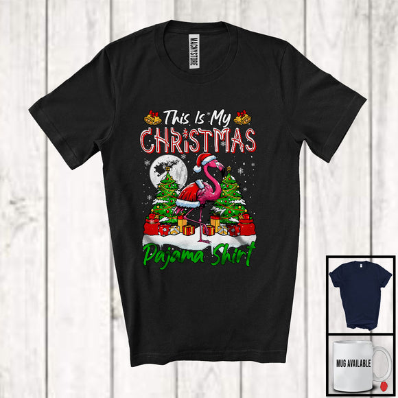 MacnyStore - This Is My Christmas Pajama Shirt; Wonderful X-mas Tree Santa Flamingo Animal Lover; Family T-Shirt