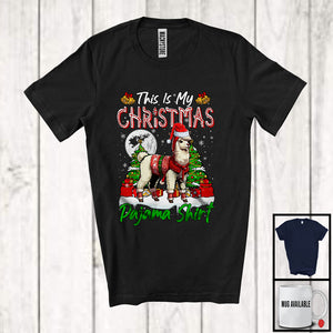 MacnyStore - This Is My Christmas Pajama Shirt; Wonderful X-mas Tree Santa Llama Animal Lover; Family Group T-Shirt