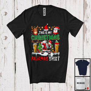 MacnyStore - This Is My Christmas Pajamas Shirt; Joyful X-mas Tree Dabbing Santa Beer; Drinking Drunker T-Shirt