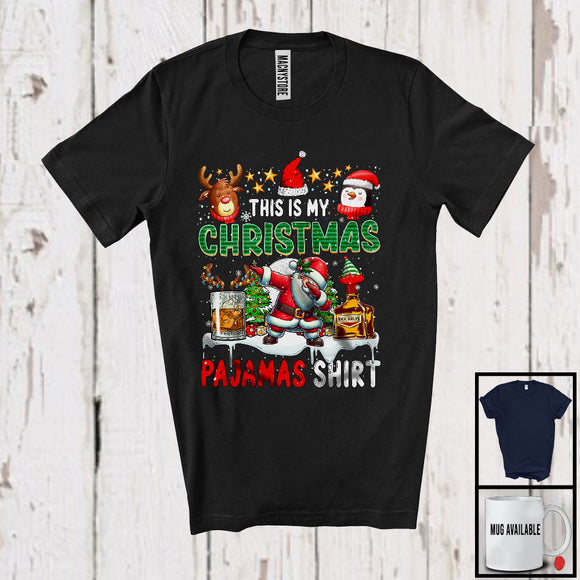 MacnyStore - This Is My Christmas Pajamas Shirt; Joyful X-mas Tree Dabbing Santa Bourbon; Drinking Drunker T-Shirt