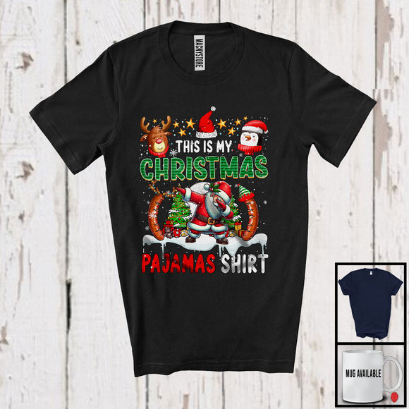 MacnyStore - This Is My Christmas Pajamas Shirt; Joyful X-mas Tree Dabbing Santa Sausage; Eating Food T-Shirt