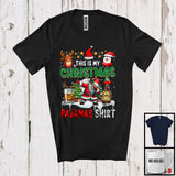 MacnyStore - This Is My Christmas Pajamas Shirt; Joyful X-mas Tree Dabbing Santa Whiskey; Drinking Drunker T-Shirt