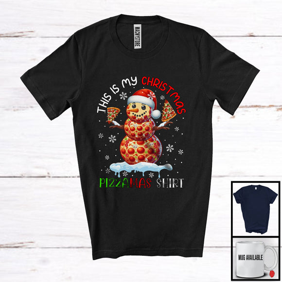 MacnyStore - This Is My Christmas Pizzamas Shirt; Humorous Santa Pizza Snowman; Baking Baker Family T-Shirt