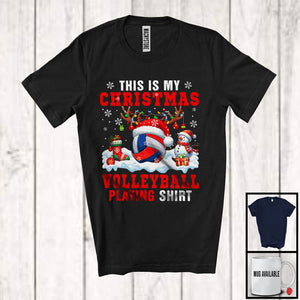 MacnyStore - This Is My Christmas Volleyball Playing Shirt; Adorable X mas Santa Reindeer Sport Team Player T-Shirt