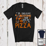 MacnyStore - This Is My Costume Give Me A Pizza; Scary Halloween Skeleton Eating; Food Lover T-Shirt