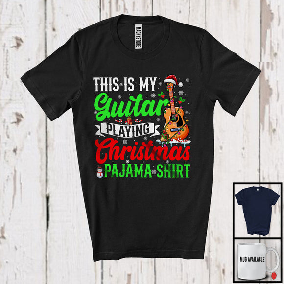 MacnyStore - This Is My Guitar Playing Christmas Pajama Shirt; Merry X-mas Lights Snowing; Guitarist T-Shirt