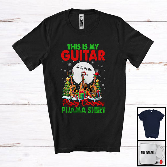 MacnyStore - This Is My Guitar Playing Christmas Pijama Shirt; Joyful Lights Musical Instruments Player T-Shirt