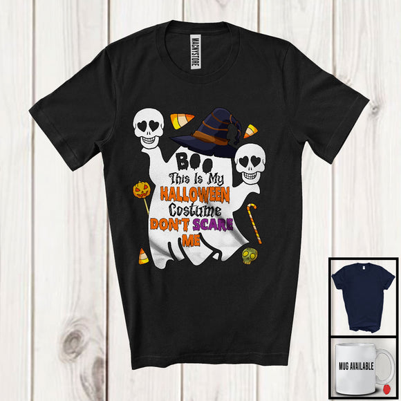 MacnyStore - This Is My Halloween Costume Don't Care Me, Humorous Halloween Boo Ghost, Skulls Family T-Shirt