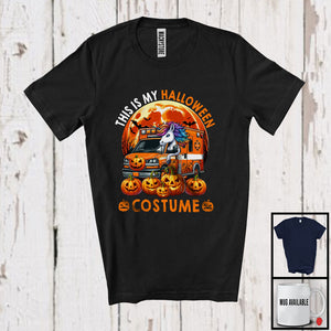 MacnyStore - This Is My Halloween Costume; Scary Moon Unicorn Driving Ambulance; Driver Family Group T-Shirt