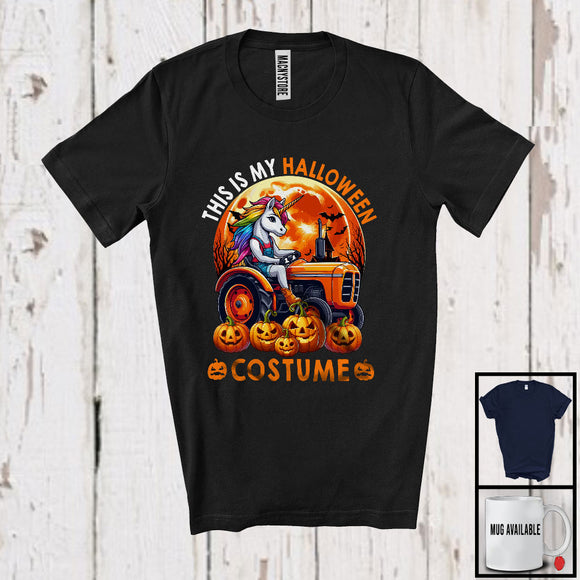 MacnyStore - This Is My Halloween Costume; Scary Moon Unicorn Driving Tractor; Driver Family Group T-Shirt