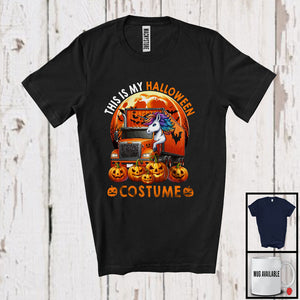 MacnyStore - This Is My Halloween Costume; Scary Moon Unicorn Driving Truck; Driver Family Group T-Shirt