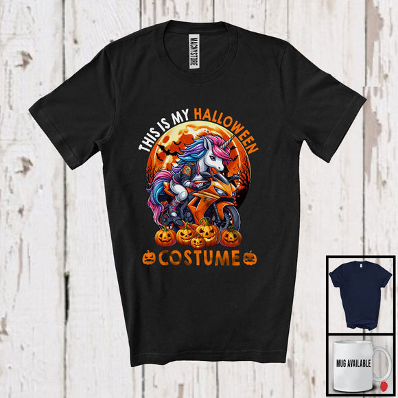 MacnyStore - This Is My Halloween Costume; Scary Moon Unicorn Riding Motorbike; Biker Family Group T-Shirt