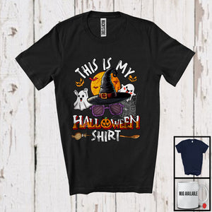 MacnyStore - This Is My Halloween Shirt, Joyful Halloween Costume Witch Sunglasses Face, Boo Ghost Lover T-Shirt