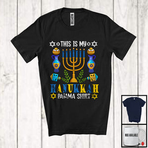 MacnyStore - This Is My Hanukkah Pajama Shirt; Awesome Chanukah Menorah Light; Pajama Family Group T-Shirt