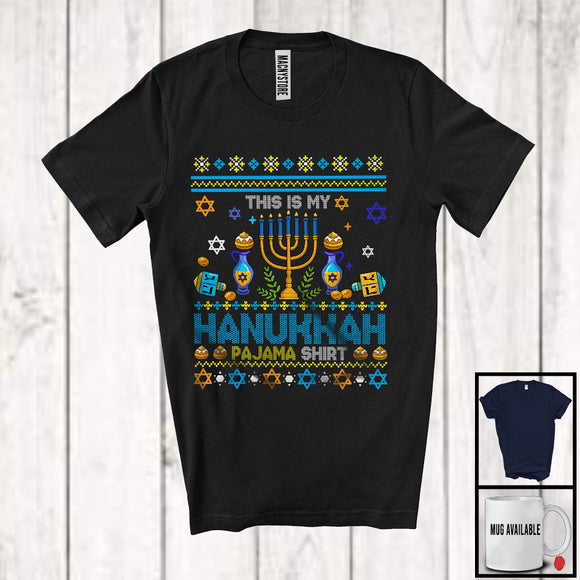 MacnyStore - This Is My Hanukkah Pajama Shirt; Awesome Chanukah Sweater Menorah Light; Pajama Family T-Shirt