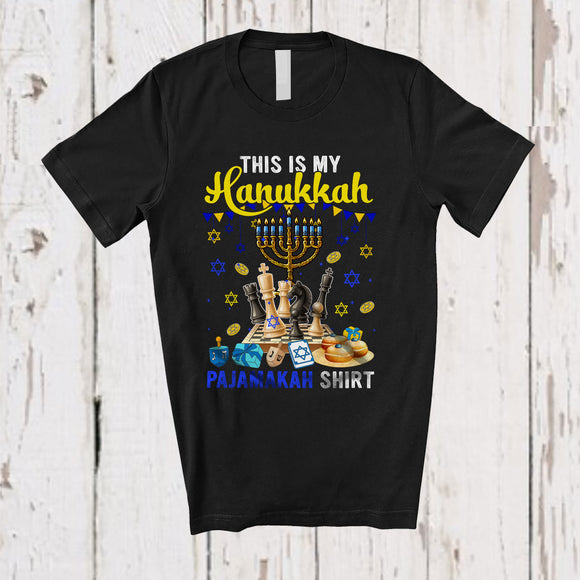 MacnyStore - This Is My Hanukkah Pajama Shirt; Lovely Menorah Chess; Sport Chess Player Team T-Shirt