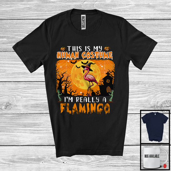 MacnyStore - This Is My Human Costume I'm Really A Flamingo, Horror Halloween Witch Animal, Zombie Hands T-Shirt