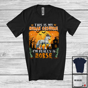 MacnyStore - This Is My Human Costume I'm Really A Horse, Horror Halloween Witch Animal, Zombie Hands T-Shirt