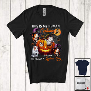 MacnyStore - This Is My Human Costume Really A Guinea Pig, Scary Halloween Guinea Pig Boo Inside Pumpkin, Animal T-Shirt