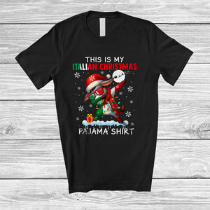 MacnyStore - This Is My Italian Christmas Pajama Shirt; Humorous Christmas Santa Donkey Dabbing; Italian Family T-Shirt