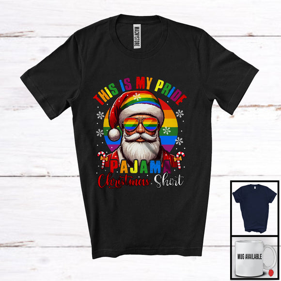 MacnyStore - This Is My Pride Pajama Christmas Shirt; Fantastic X-mas LGBTQ Rainbow Gay Flag; X-mas Retro Santa T-Shirt