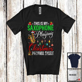 MacnyStore - This Is My Saxophone Playing Christmas Pajama Shirt; Joyful Santa Cello; Musical Instruments T-Shirt