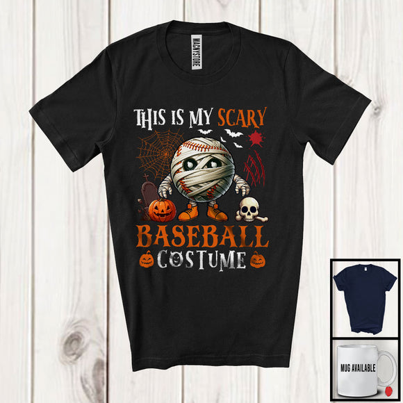 MacnyStore - This Is My Scary Baseball Costume; Humorous Halloween Mummy Ball Pumpkin; Sports Team T-Shirt