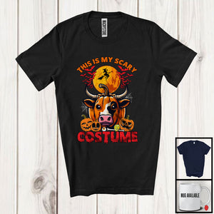 MacnyStore - This Is My Scary Costume, Creepy Halloween Pumpkin Cow Face, Cow Farm Farmer Group T-Shirt