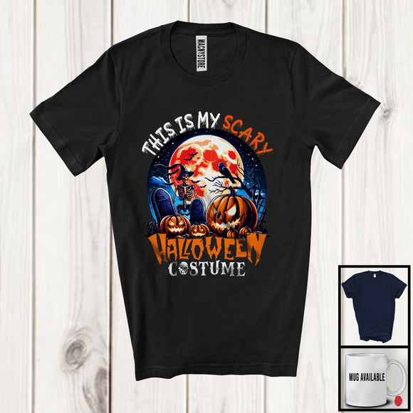 MacnyStore - This Is My Scary Halloween Costume, Horror Costume Halloween Carved Pumpkin, Skeleton Moon T-Shirt