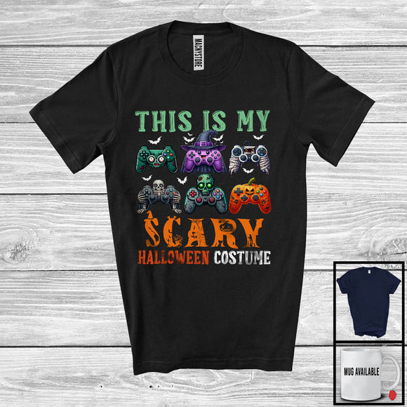 MacnyStore - This Is My Scary Halloween Costume; Horror Skeleton Zombie Game Controllers; Gamer Squad T-Shirt