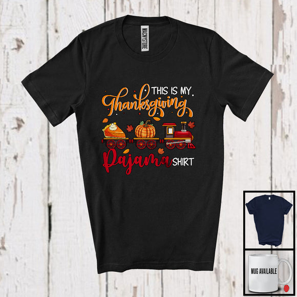 MacnyStore - This Is My Thanksgiving Pajama Shirt; Adorable Autumn Train Collection Plaid Pumpkin Pie; Family T-Shirt