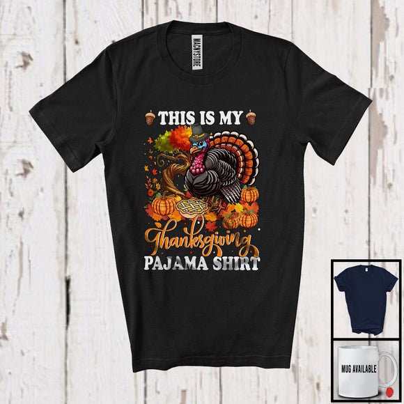 MacnyStore - This Is My Thanksgiving Pajama Shirt; Adorable Turkey Plaid Pumpkins; Fall Tree Family Group T-Shirt