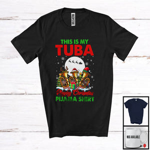 MacnyStore - This Is My Tuba Playing Christmas Pijama Shirt; Joyful Lights Musical Instruments Player T-Shirt