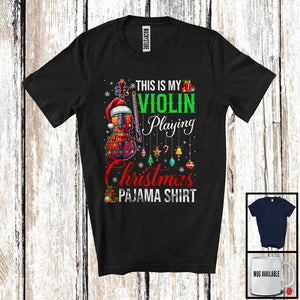 MacnyStore - This Is My Violin Playing Christmas Pajama Shirt; Joyful Santa Cello; Musical Instruments T-Shirt