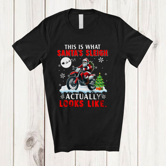 MacnyStore - This Is What Santa's Sleigh Actually Looks Like; Amazing Christmas Santa Dirt Bike Rider; Family T-Shirt