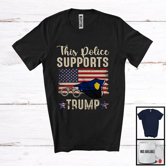 MacnyStore - This Police Supports Trump; Cool Vote Election President; Vintage America Flag Patriotic T-Shirt