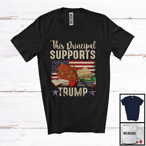 MacnyStore - This Principal Supports Trump; Cool Vote Election President; Vintage America Flag Patriotic T-Shirt