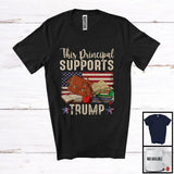 MacnyStore - This Principal Supports Trump; Cool Vote Election President; Vintage America Flag Patriotic T-Shirt