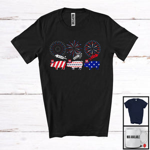 MacnyStore - Three American Flag Pig, Wonderful 4th Of July Fireworks, Farm Animals Farmer Patriotic T-Shirt